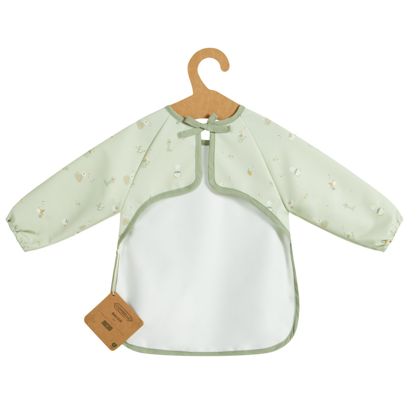 Slabbetje schort in gom met zak Wandel Bucolique lichtgroen 