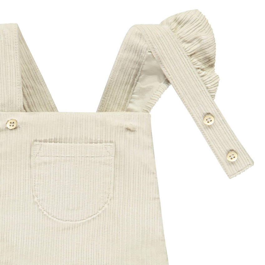 Salopette courte uni en velours pour bébé fille 