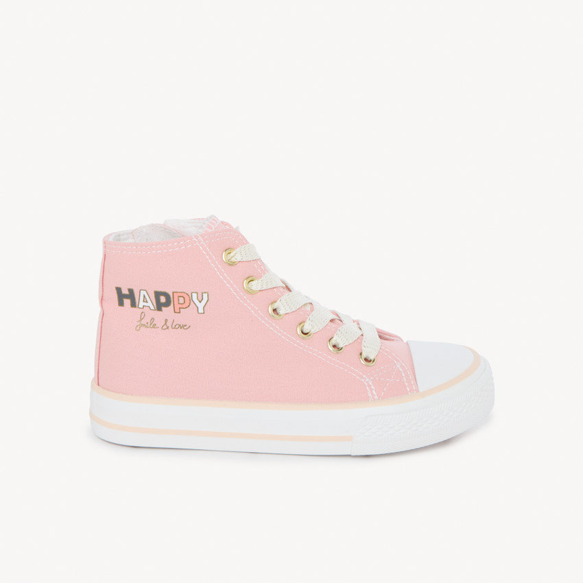 Hoge canvas schoenen met rits en fantasielussen voor meisjes 