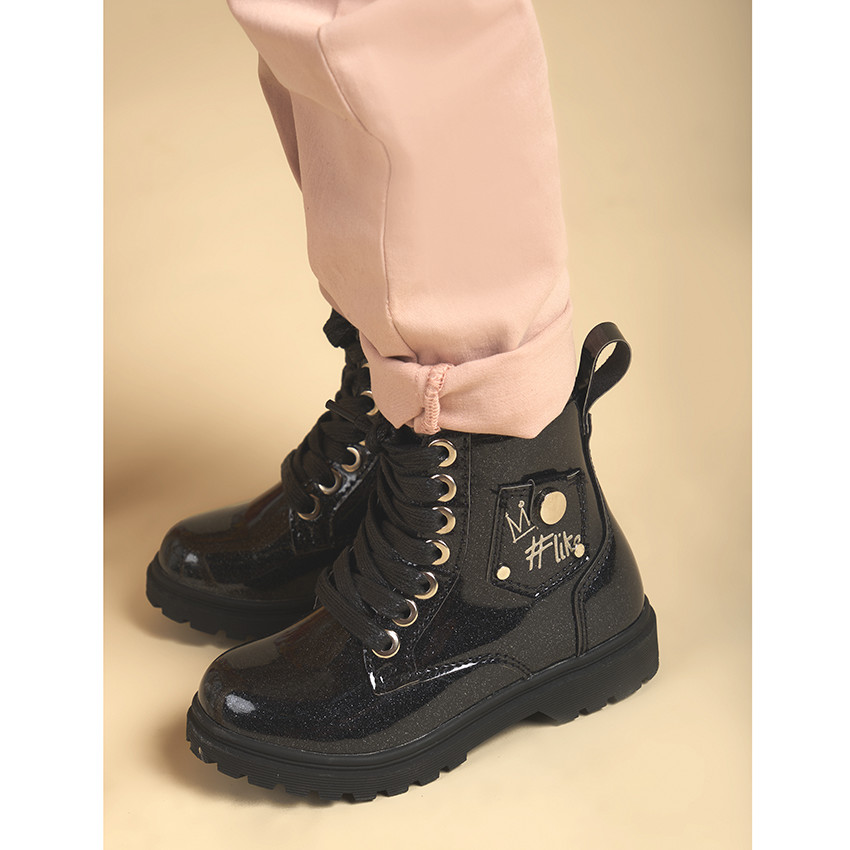 Booties met glanzende pailletten en patch voor meisjes 