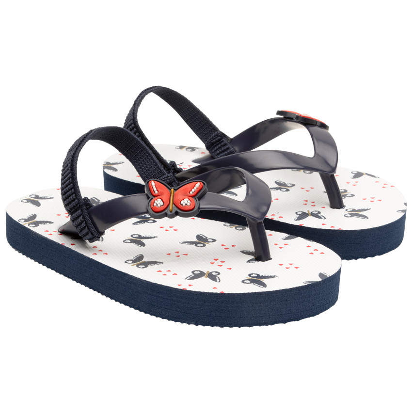 Slippers met print en badge vlinders voor baby meisje 