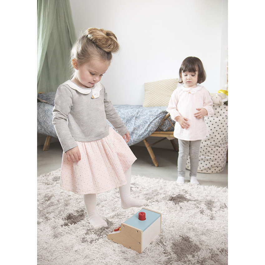 Robe manches longues effet 2 en 1 à col cygne pour bébé fille 