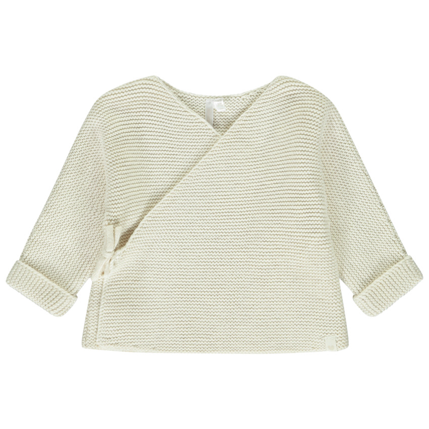 Gilet cache effet cœur uni en tricot pour bébé  