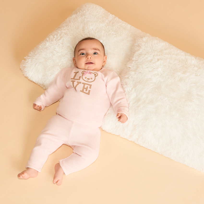 Ensemble jogging avec broderie ourson pour bébé fille 