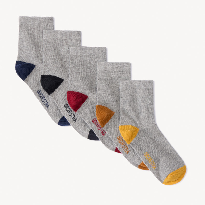 Set van 5 paren van sokken met contrasterende tenen en hielen 