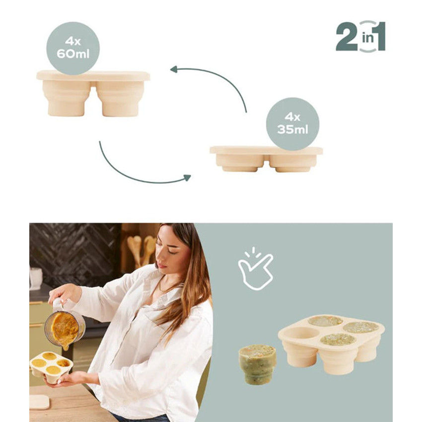 Set van siliconen bakjes en Fruit knabbelaar 
