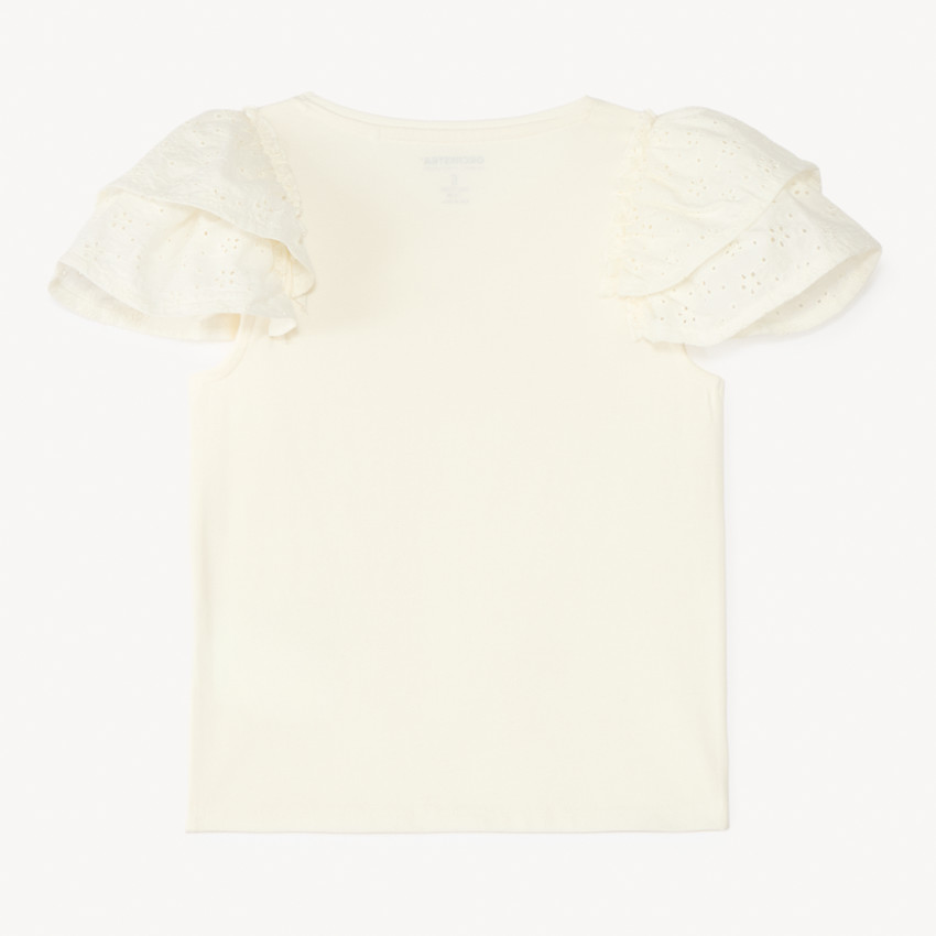 T-shirt manches courtes en broderie anglaise pour fille 