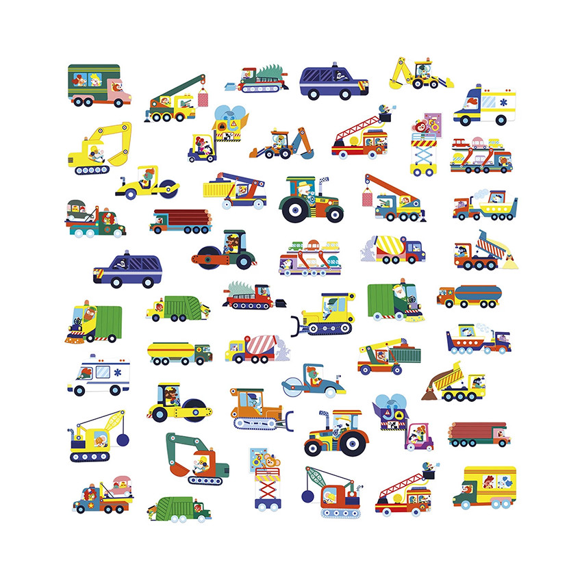 Pochette de 50 grandes gommettes Véhicules 
