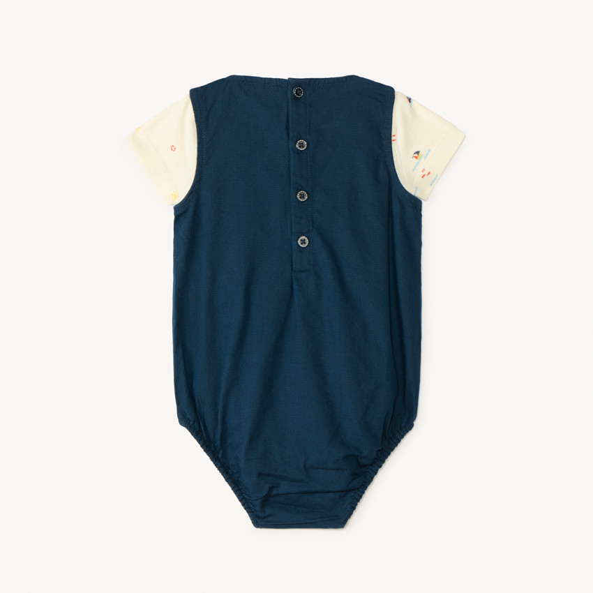 Ensemble 2 pièces avec barboteuse broderie bateau pour bébé garçon 