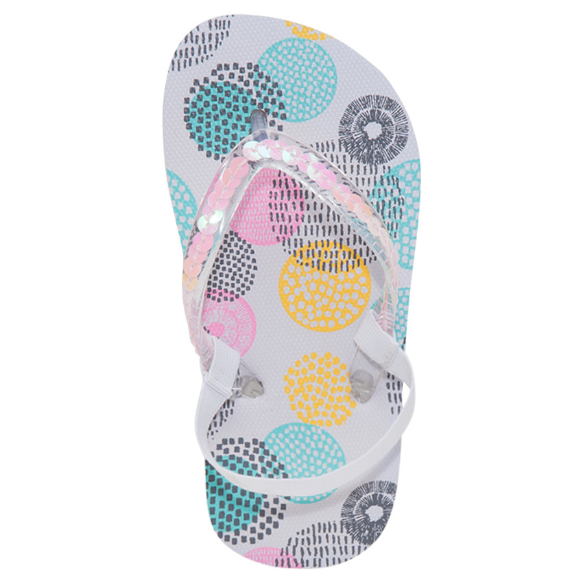 Elastische teenslippers met print met rozen en riempje met lovertjes  