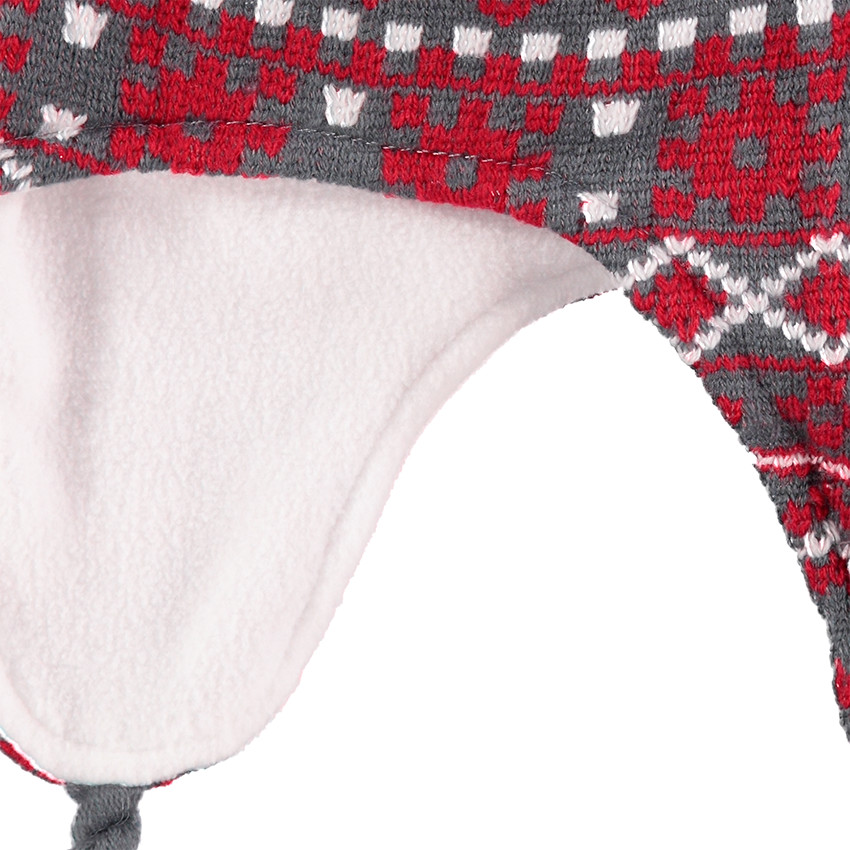 Muts met fleece voering en jacquard motief wanten 