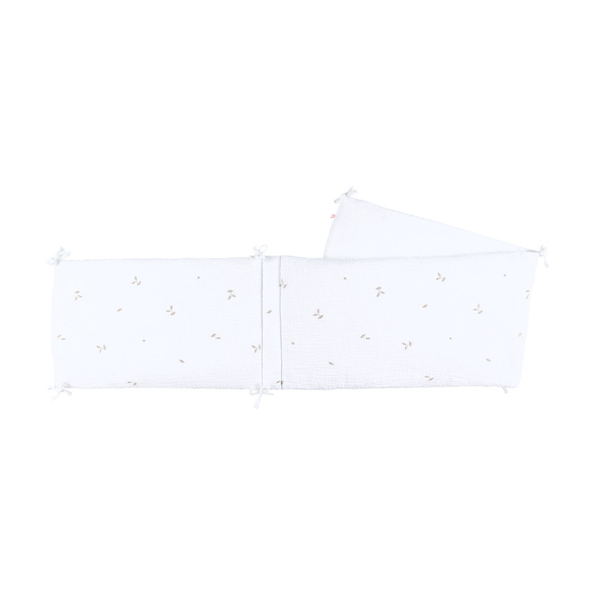 Tour de lit en mousseline brodée blanc 