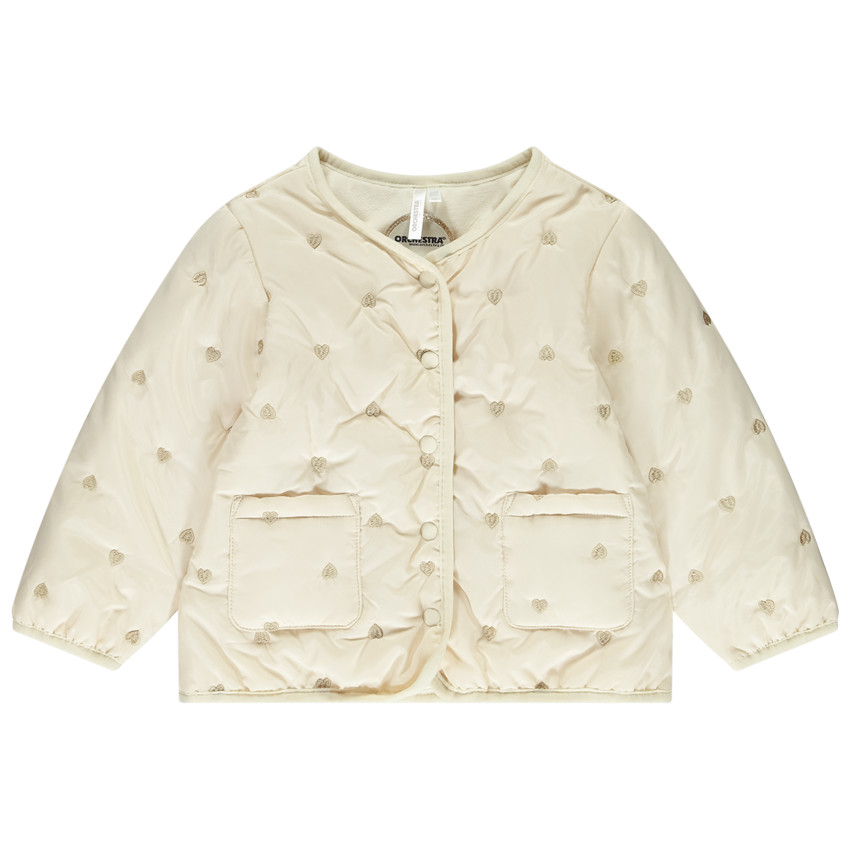 Jas van stof met geborduurde harten voor meisjes 