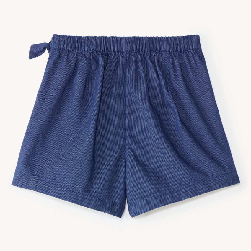 Jupe short fille en toile bleu marine 
