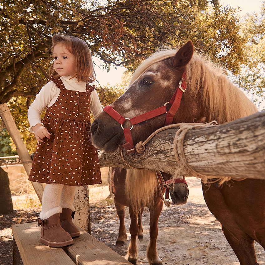 Ensemble sous-pull + robe imprimée cœurs pour bébé fille 
