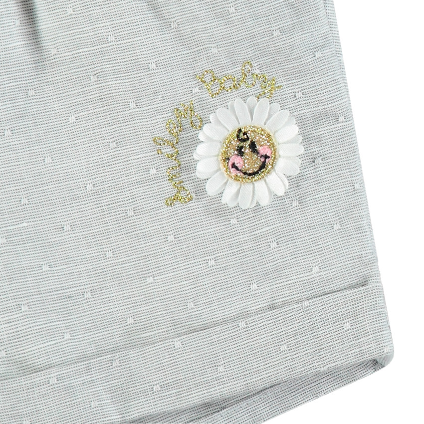 Short en coton et lin plumetis motif Smiley Baby brodé 