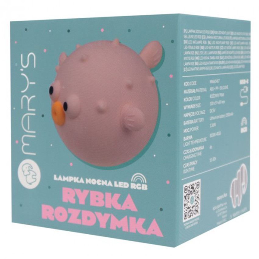 Veilleuse LED Poisson Globe Rose 