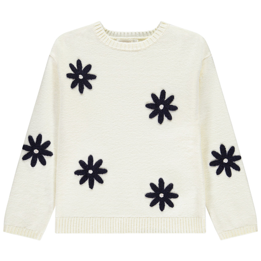 Pull à grosses fleurs bouclettes pour fille 