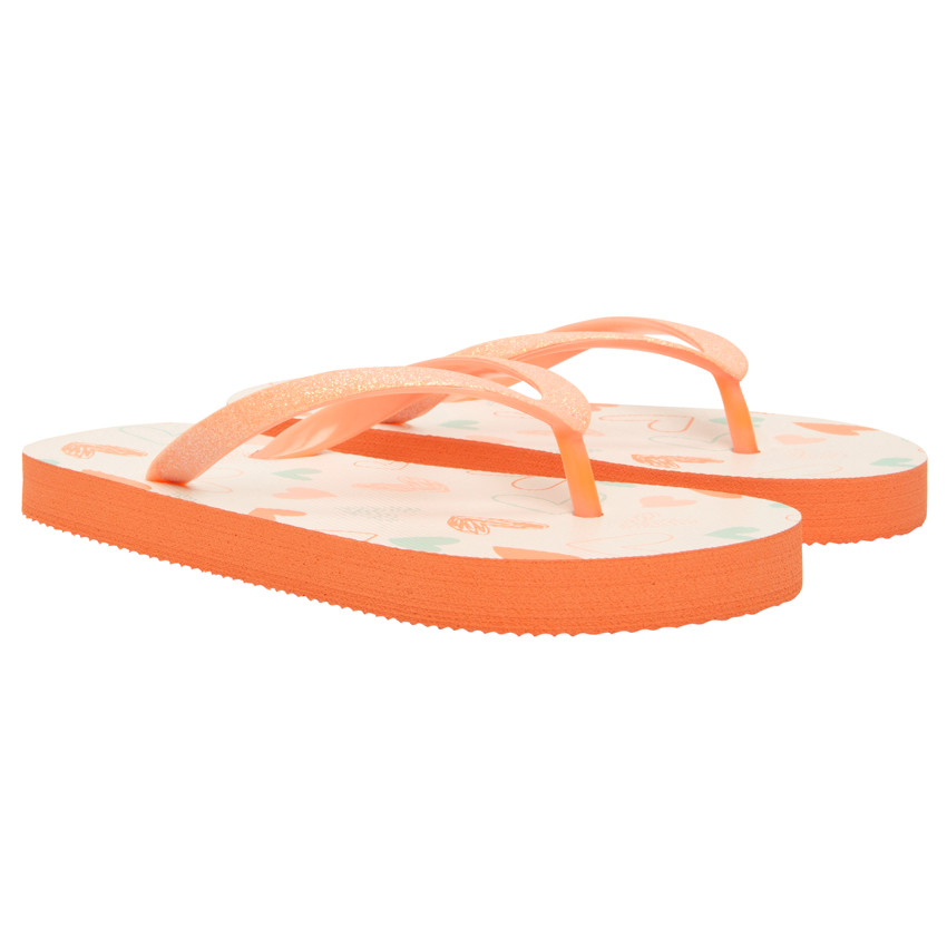 Tongs à bride pailletée imprimé cœurs pour fille avec lanière selon l'âge 