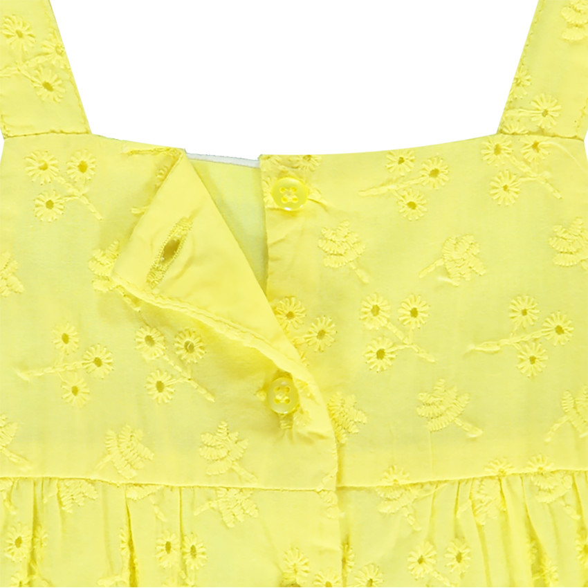 Barboteuse à bretelles en broderie anglaise pour bébé fille 