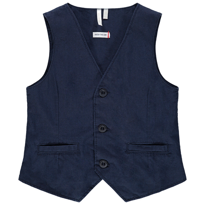 Gilet serveur de cérémonie uni bleu marine 
