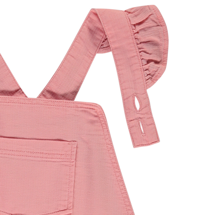 Salopette unie à bretelles volantées et ceinture pour fille 