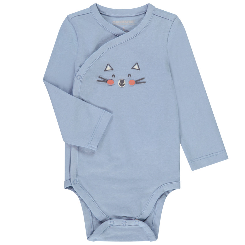 Lot de 5 bodies en jersey manches longues print petit matou pour bébé garçon 