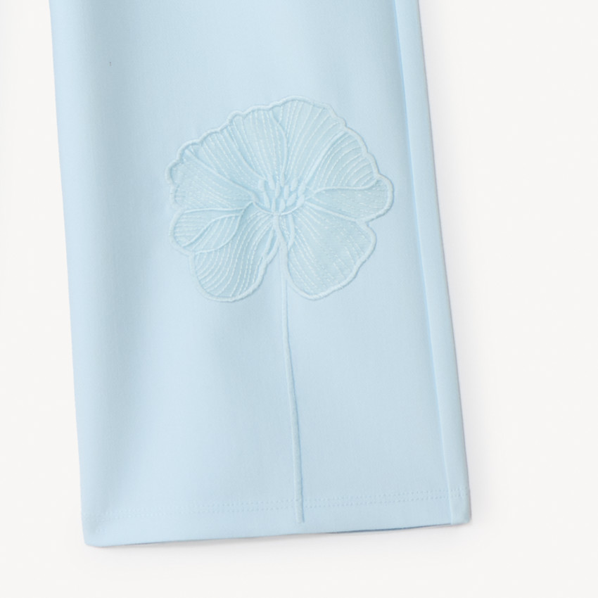 Pantalon large à pinces et fleur brodée pour fille 
