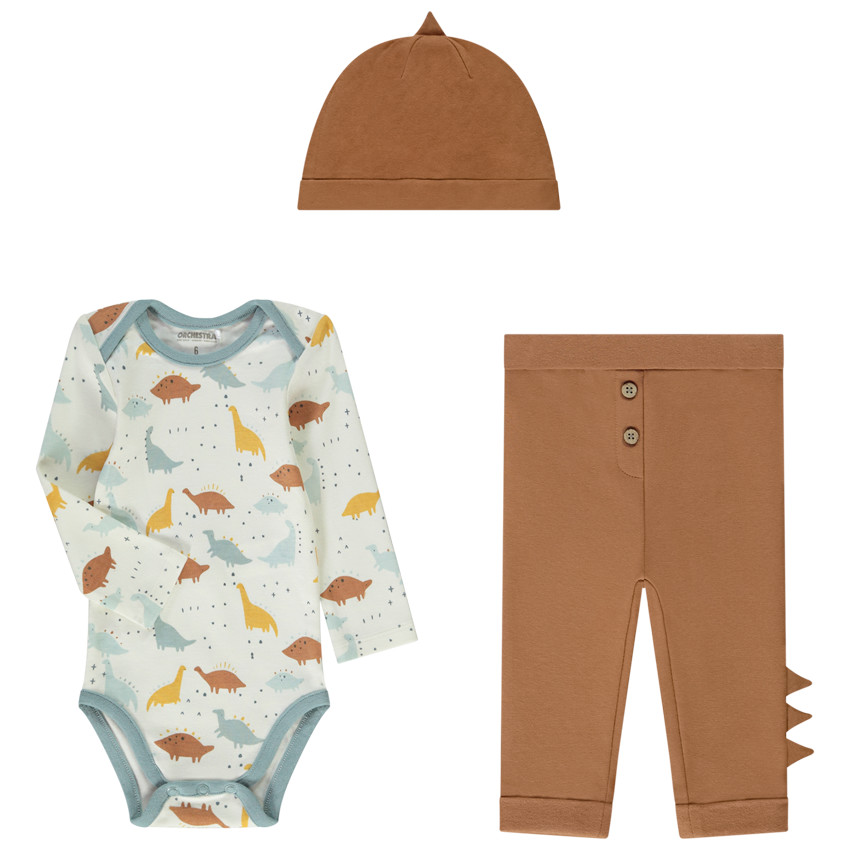 Ensemble 3 pièces imprimé dinosaures pour bébé garçon 