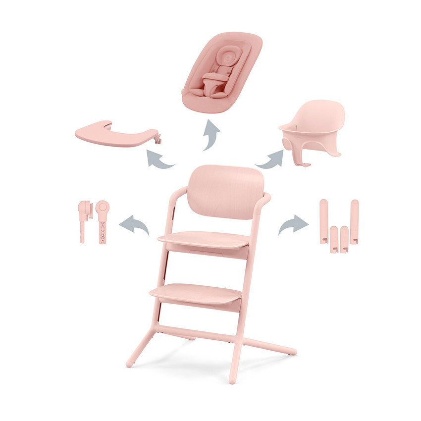 Chaise haute évolutive Lemo set 4 en 1 Pearl pink  