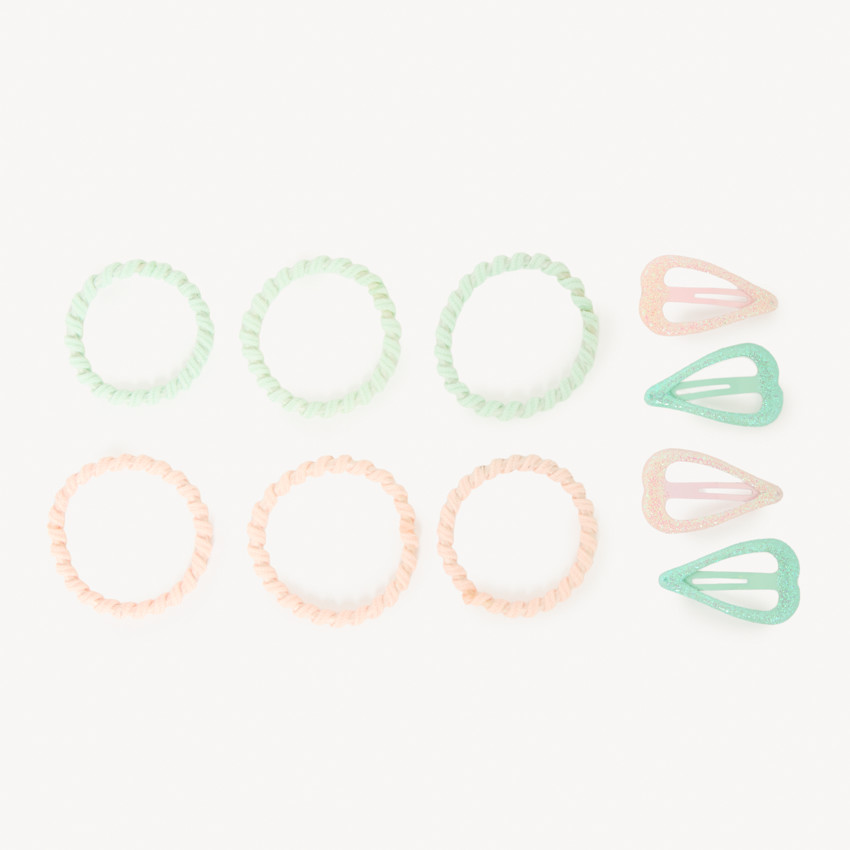 Set van 4 haarspeldjes + 6 stijlvolle elastiekjes voor meisjes 