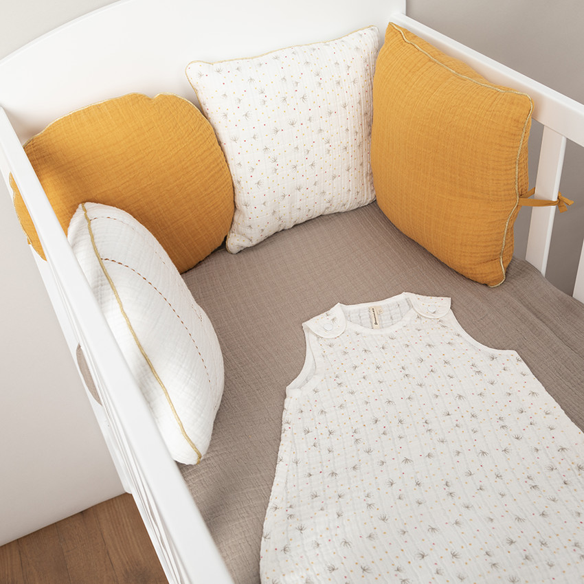 Coussin décoratif rond en tétra modulable en tour de lit ou de parc 