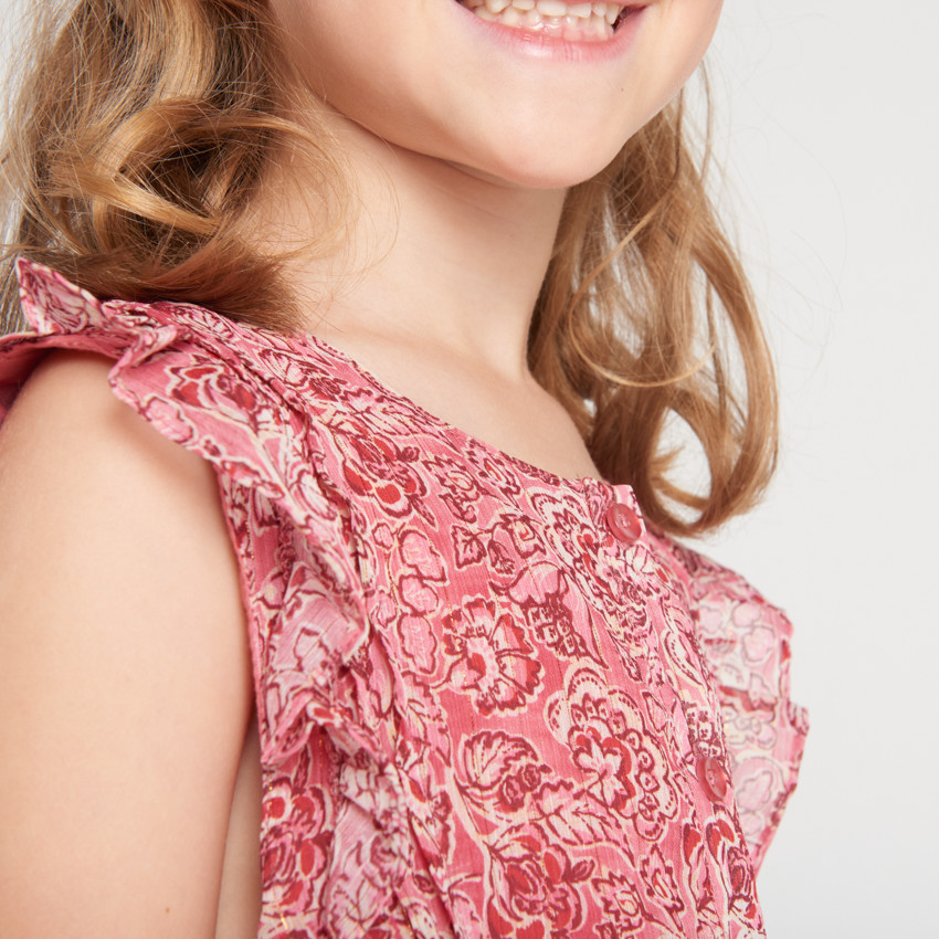 Korte mouwen jurk met volant en rozenprint voor meisjes Orchestra