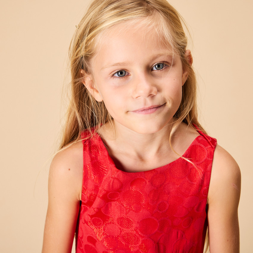 Mouwloze feestjurk met iriserende jacquardmotieven voor meisjes 