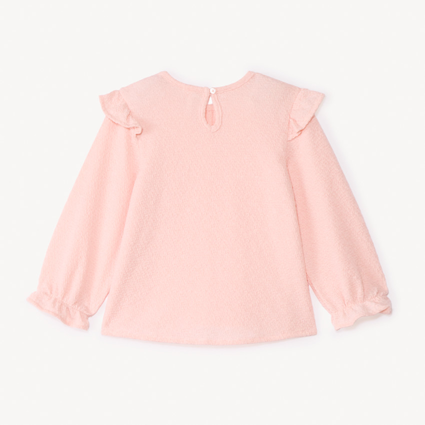 Tuniek met lange mouwen, effen kleur en ruches voor meisjes 