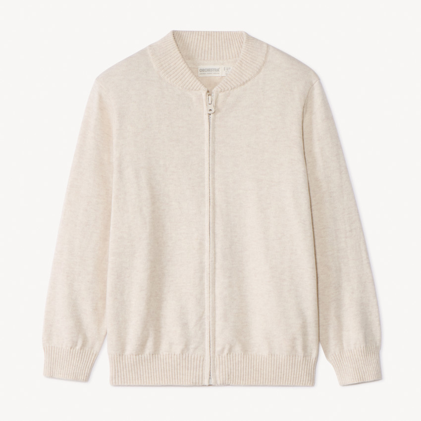 Gilet zippé col teddy en tricot uni pour garçon 