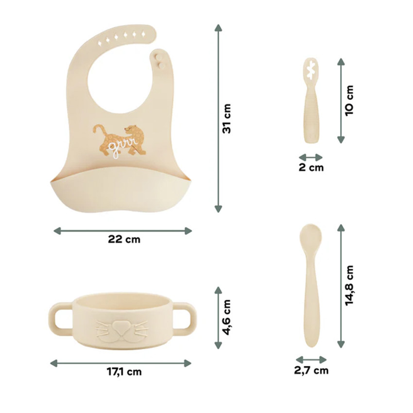 Vaisselle infantile + bavoir Mini Roar 4M+ 