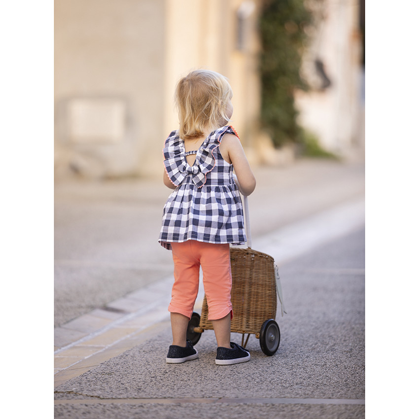 Tunique manches courtes à carreaux pour bébé fille 