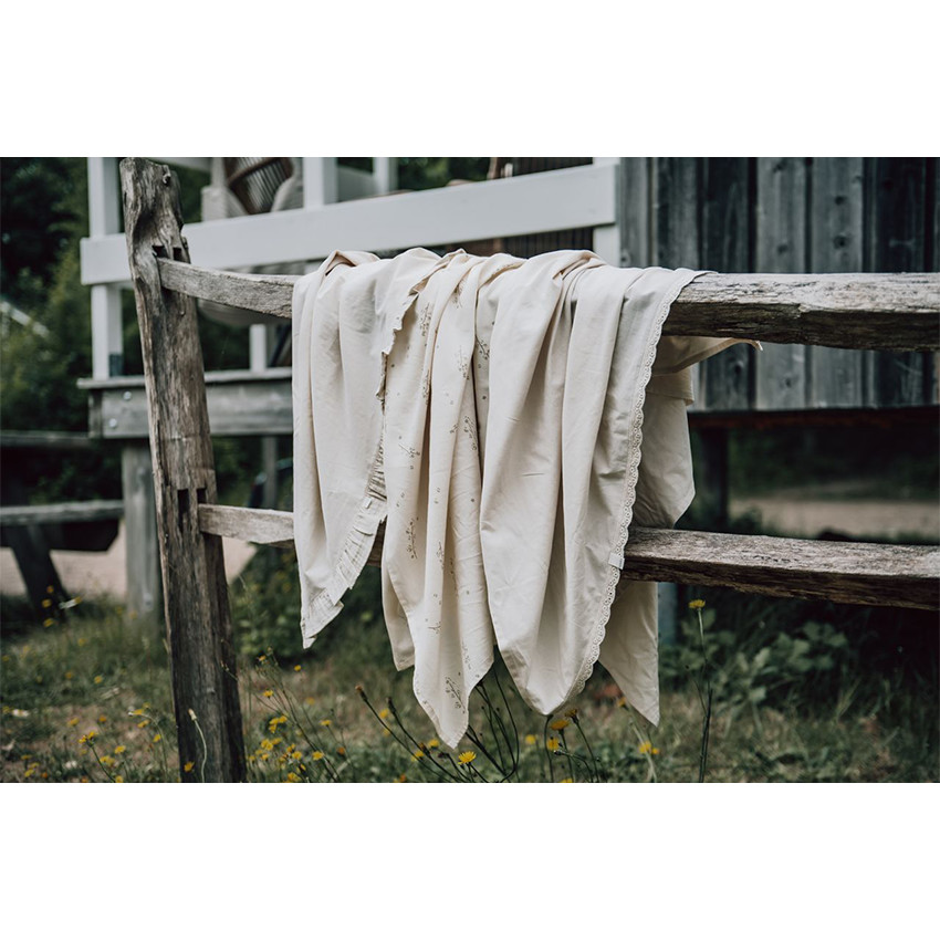 Set drap housse et drap plat Lit 60/120 Ruffle Combi Faroo Warm White TOG 0.1 