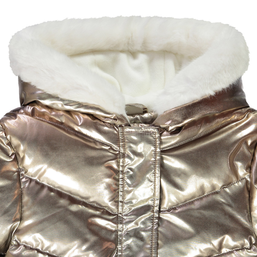 Doudoune matelassée à capuche effet métallisé pour fille 