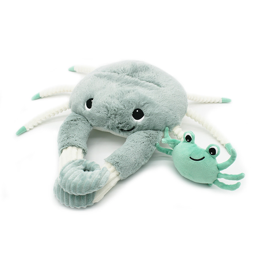 Peluche Ptipotos maman crabe Cassecou et son bébé menthe 