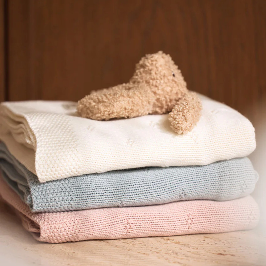 Couverture lit bébé - Basic Knit - Avoine/Velours - 100x150 cm 