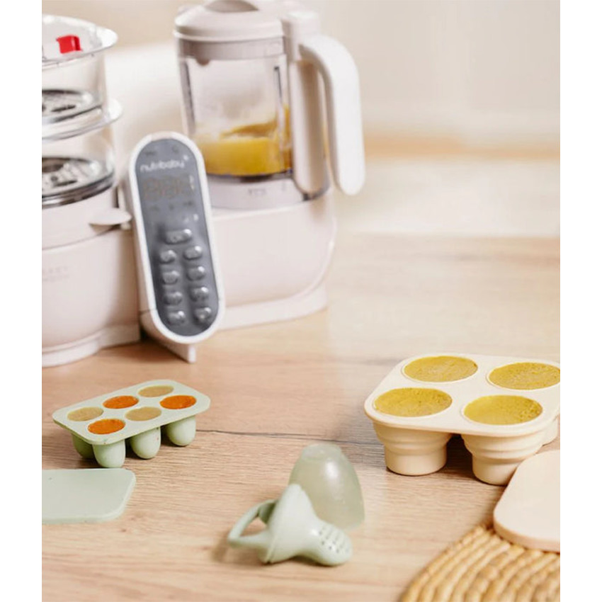 Set van siliconen bakjes en Fruit knabbelaar 
