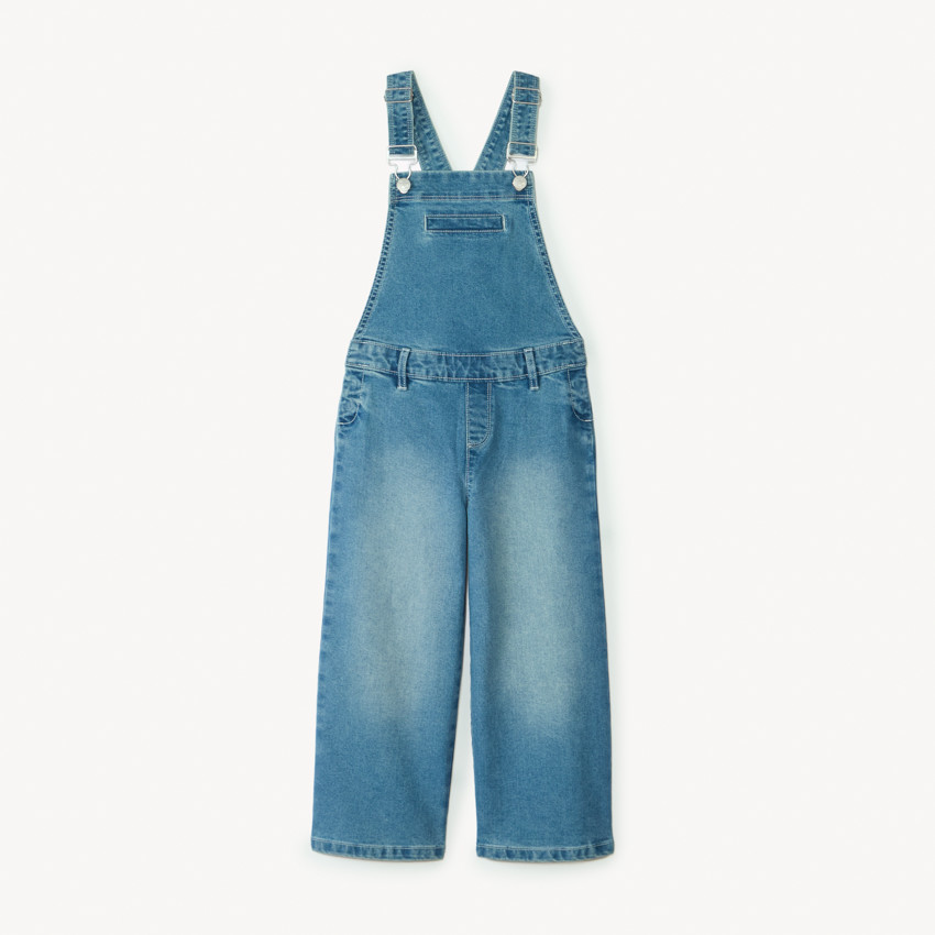 Salopette longue coupe large en jean fille 