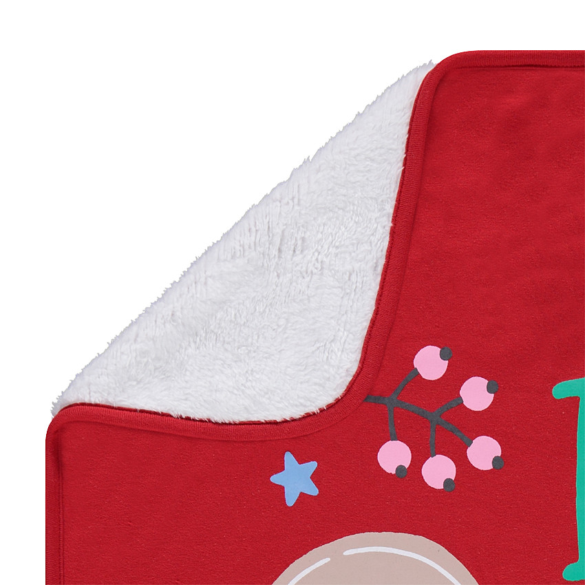 Deken van jersey- en sherpastof met print met kerstfiguren 