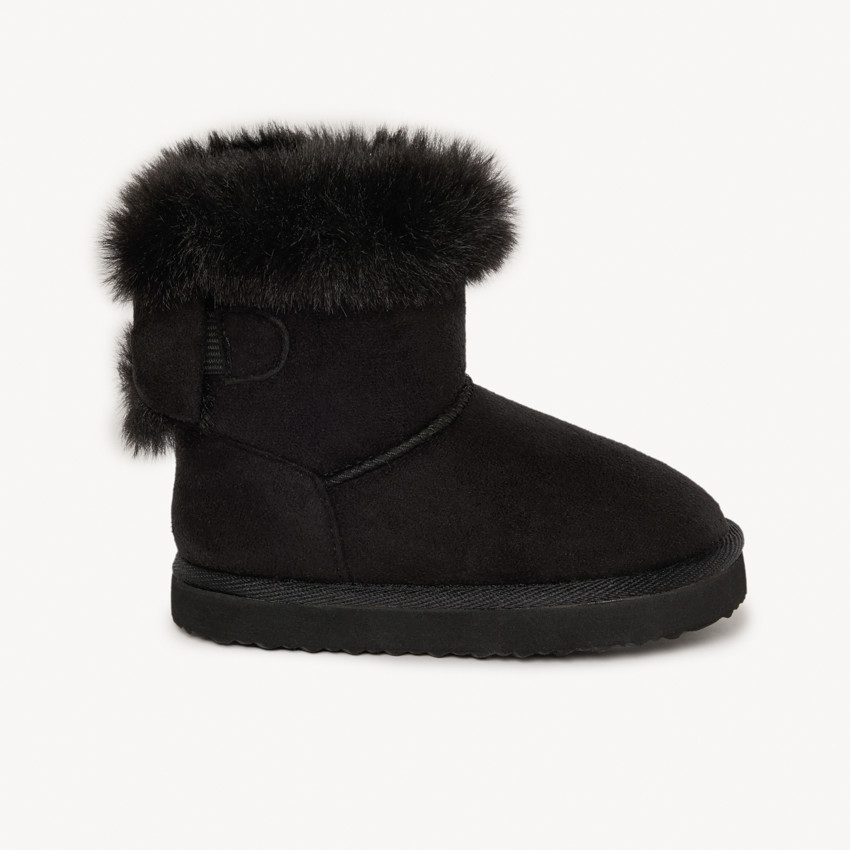 Laarsjes met namaakbontkraag en strik voor meisjes 