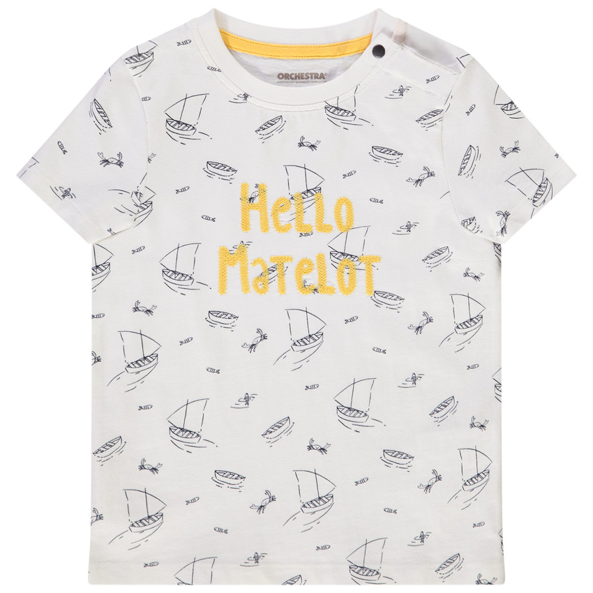 Korte mouwen T-shirt met zeilbotenprint voor baby jongen 