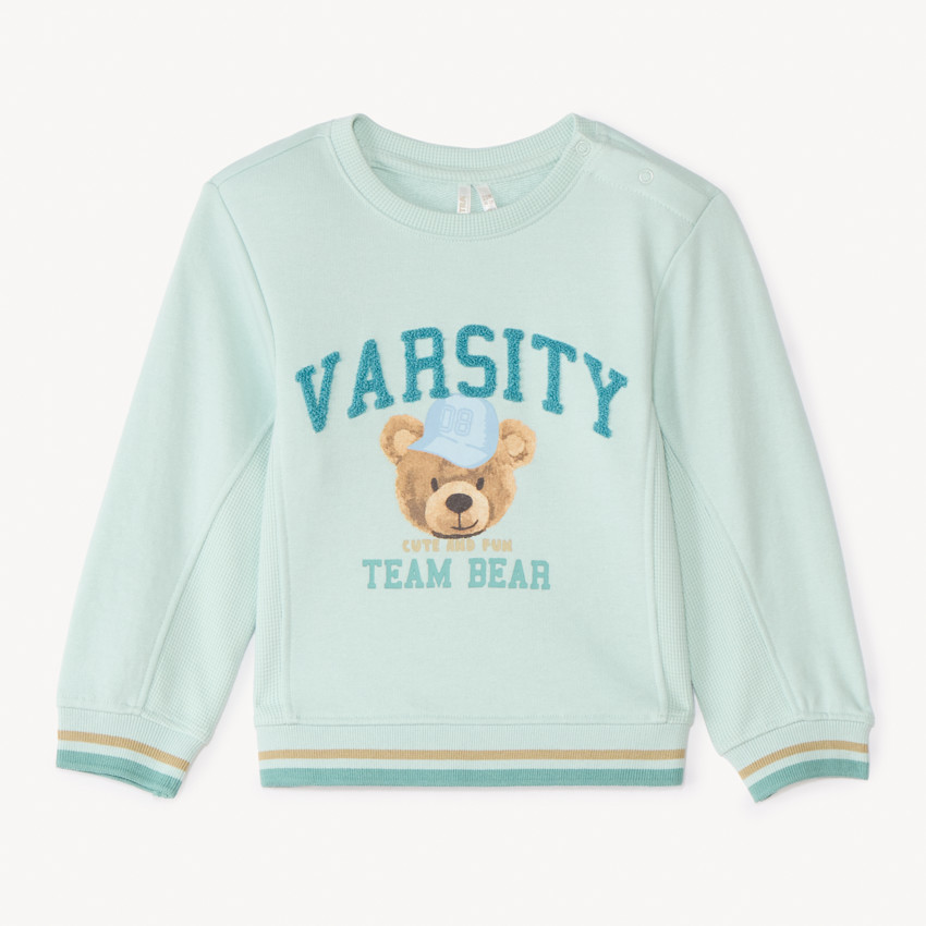 Sweater met print en bouclette patch voor babyjongen 