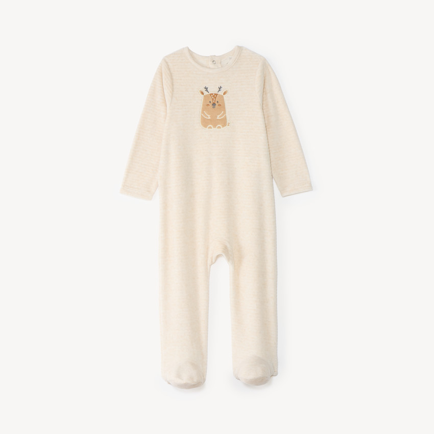 Dons-bien voor baby jongens in velours met dierenmotieven, afwerkingen variëren afhankelijk van de leeftijd. 