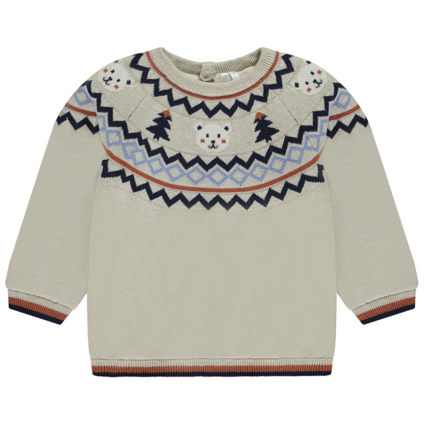 Pull doublé en velours avec motifs jacquard pour bébé garçon  